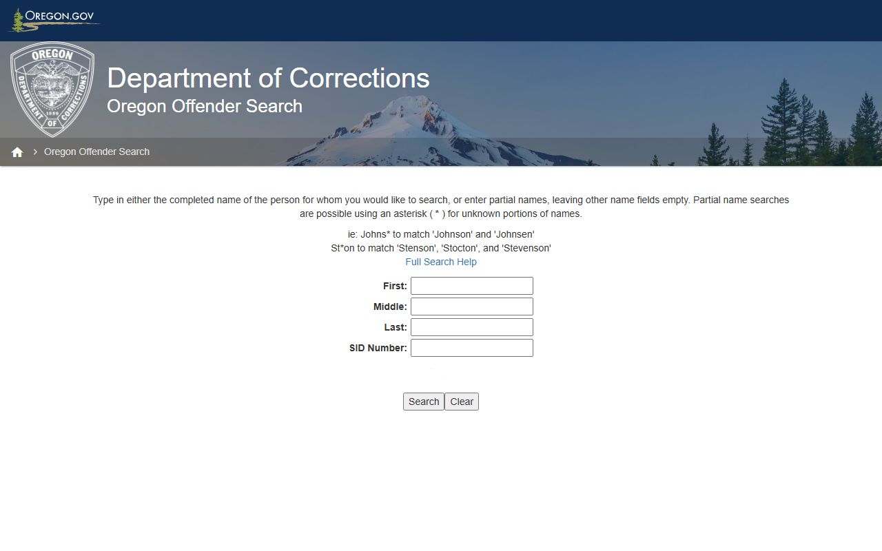 Columbia County arrest records Oregon DOC offender search criteria