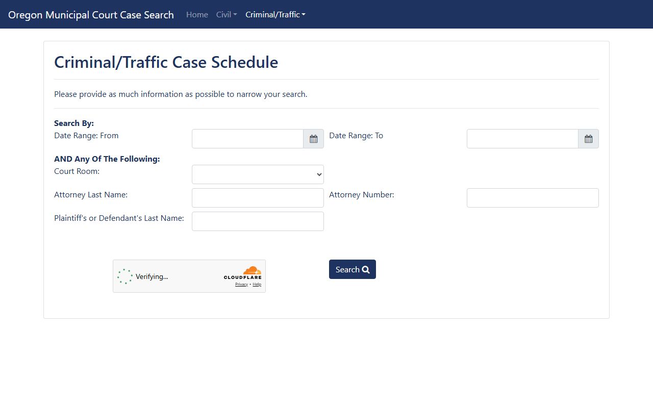 Columbia County court dockets municipal criminal traffic schedule search