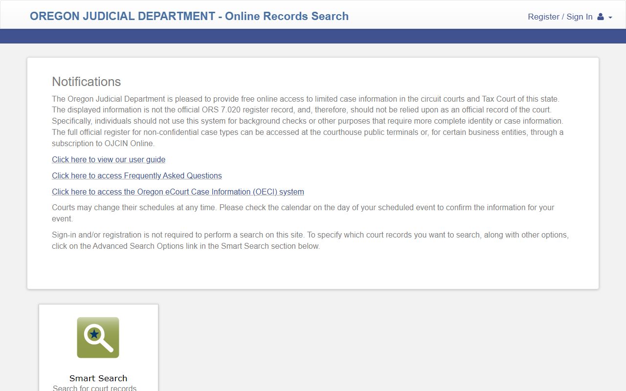Columbia County court records OJD online search portal
