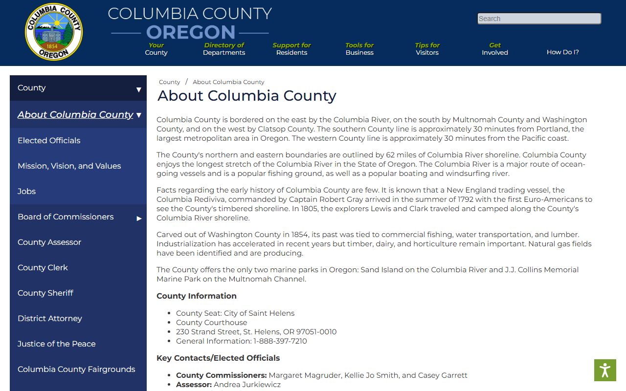 Columbia County court records county overview page