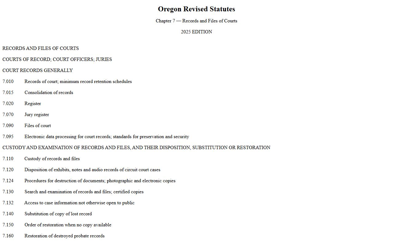 Columbia County probate records Oregon court records statute